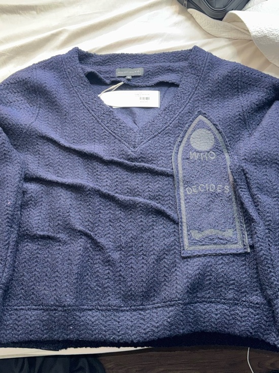 Who Decides War Gathered Men's Navy V-Neck Sweater